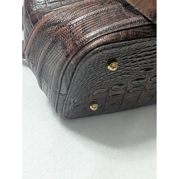 BRAHMIN Purse Tri-Textured Honeycomb Croc Embossed Leather VTG Shoulder Handbag - Picture 4 of 13